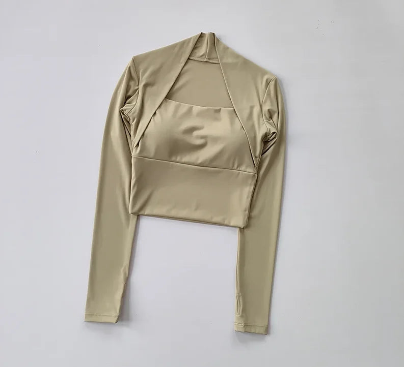 SculptFit Nylon Long-Sleeve Crop Top