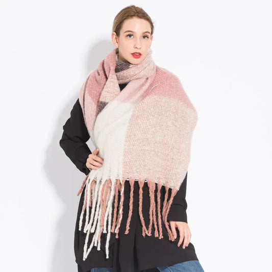 Luxury Cashmere-Inspired Plaid Scarf – Winter Warm Long Tassel Shawl & Wrap