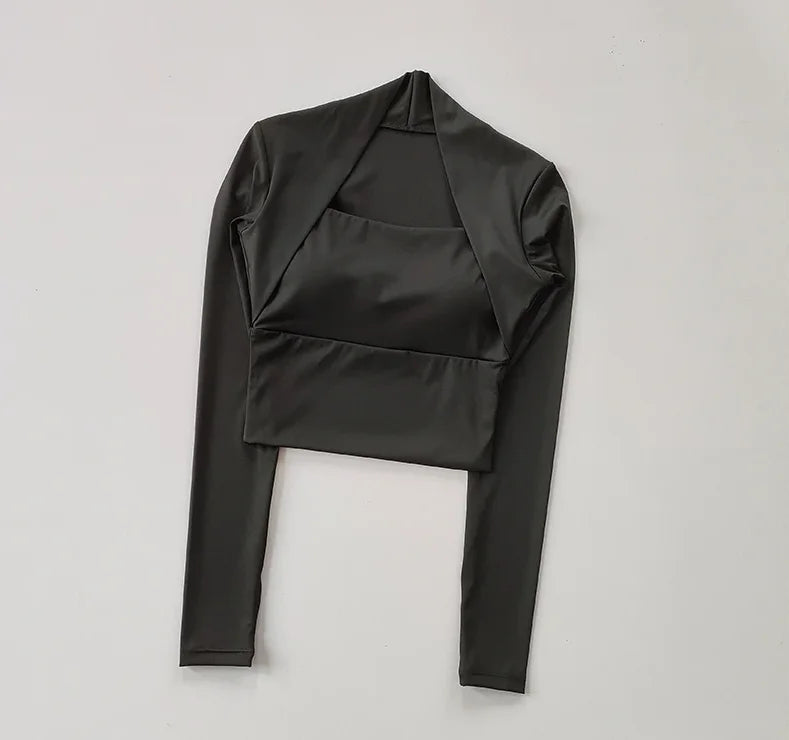 SculptFit Nylon Long-Sleeve Crop Top