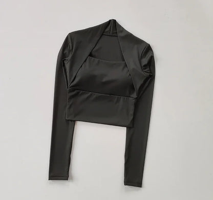 SculptFit Nylon Long-Sleeve Crop Top