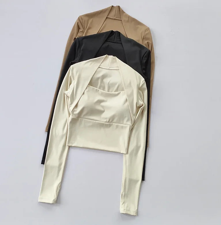 SculptFit Nylon Long-Sleeve Crop Top