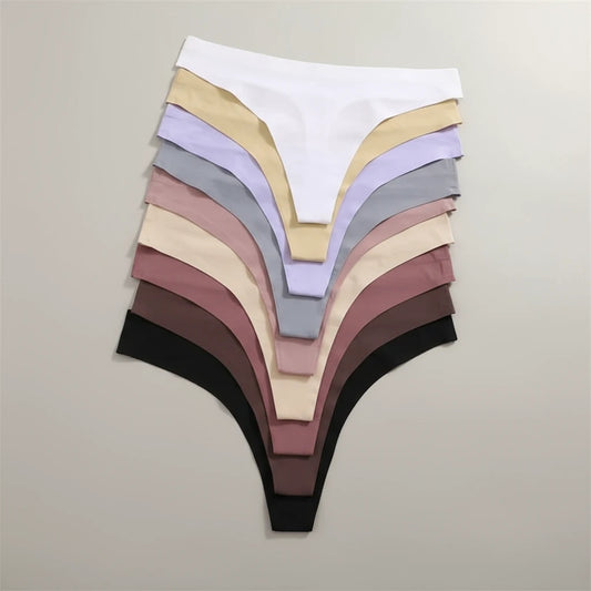 Ultra-Thin Seamless Ice Silk Thong Set - 4 pack