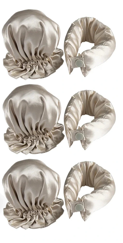 Velvet Curl™ Satin Heatless Hair Curler Set – 3-Piece Overnight Styling Kit