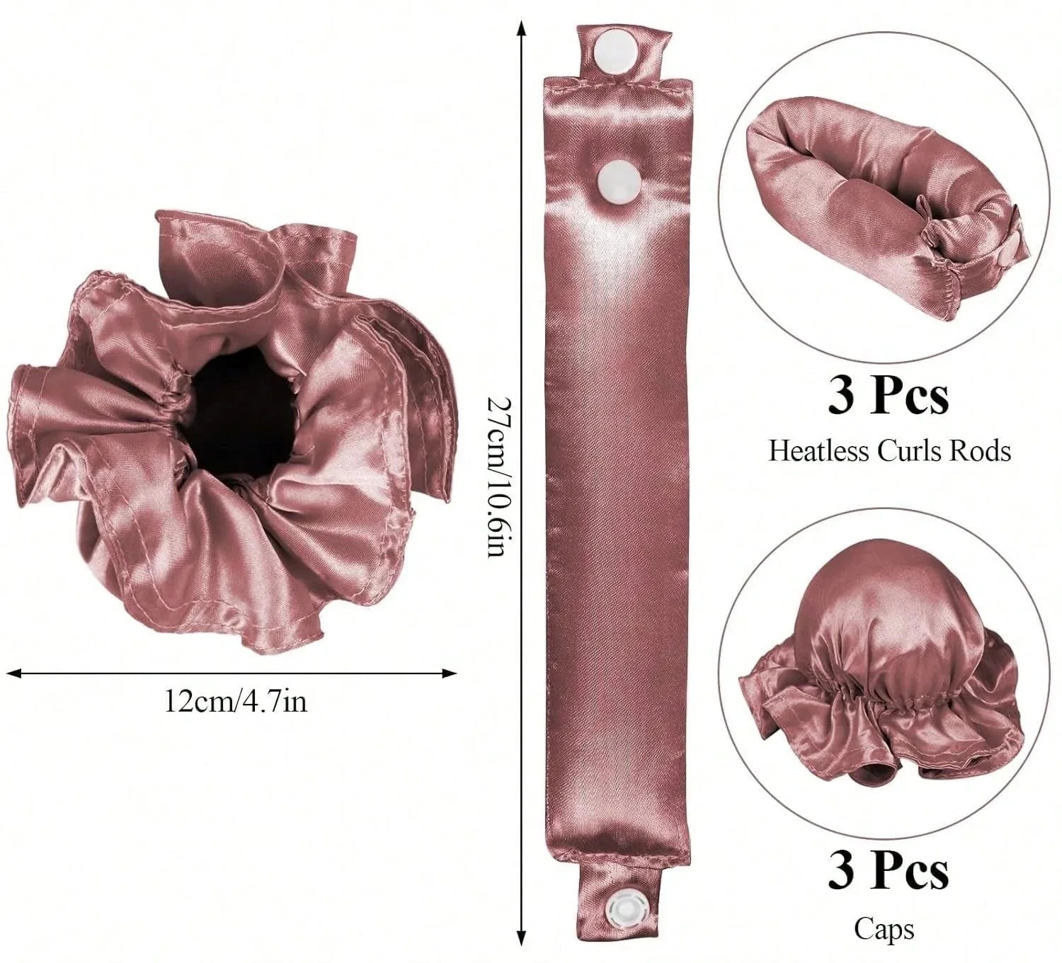 Velvet Curl™ Satin Heatless Hair Curler Set – 3-Piece Overnight Styling Kit