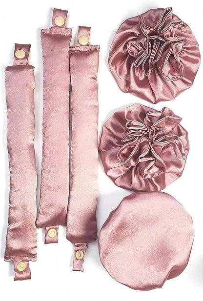 Velvet Curl™ Satin Heatless Hair Curler Set – 3-Piece Overnight Styling Kit