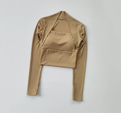 SculptFit Nylon Long-Sleeve Crop Top