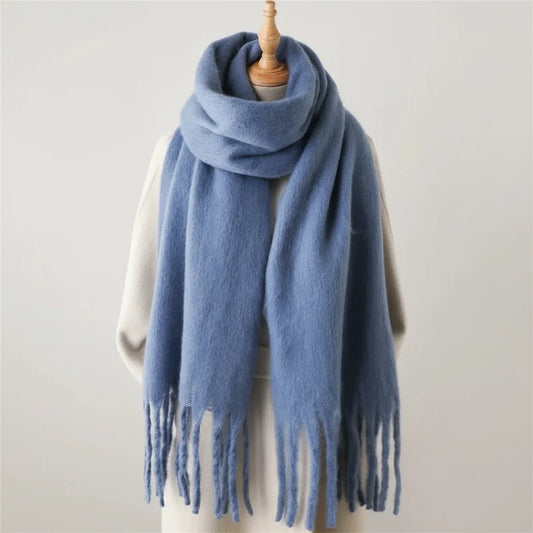Classic Oversized Cashmere Soft Scarf with Tassels