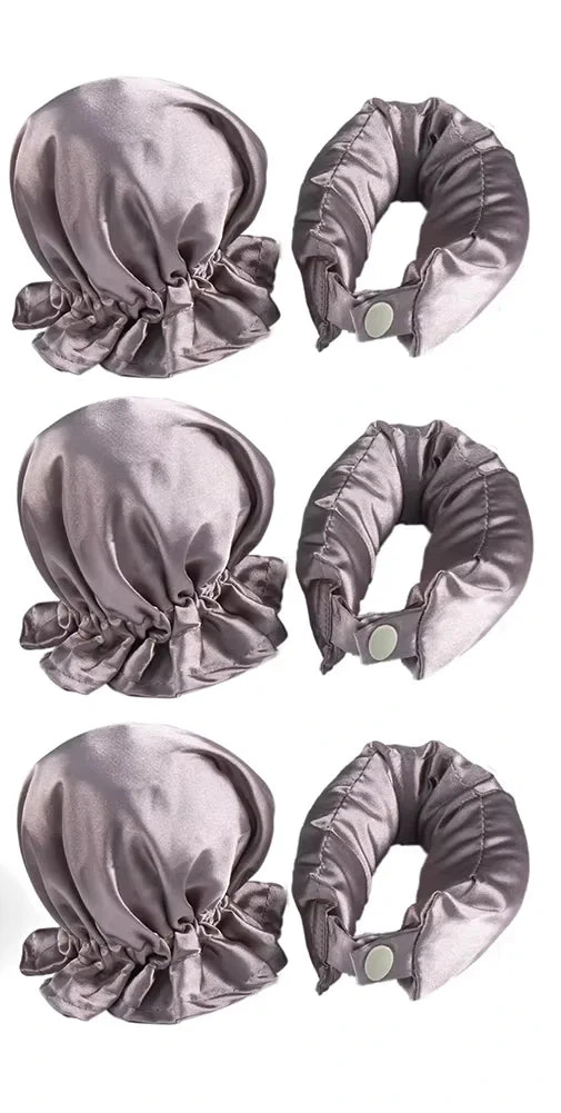 Velvet Curl™ Satin Heatless Hair Curler Set – 3-Piece Overnight Styling Kit